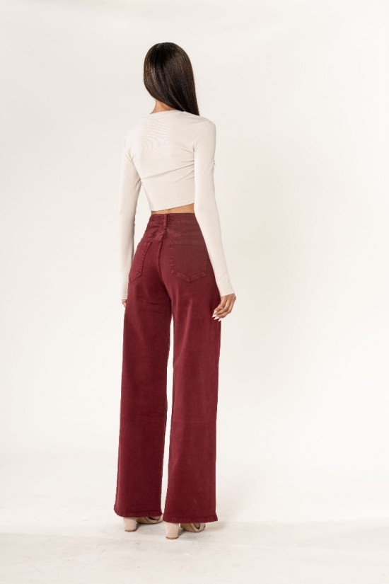 Lucie Wide Leg Jeans Bordeaux Achterkant